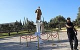 A statue depicting Supreme Court justice Miriam Naor appeared near the Supreme Court in Jerusalem on August 31, 2017. (Yonatan Sindel/Flash90)