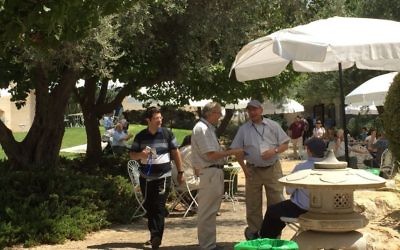 Part of the draw for scholars attending the 17th World Congress of Jewish Studies at Hebrew University in Jerusalem on August 6-10, 2017, is the chance to catch up with old friends. (Amanda Borschel-Dan/Times of Israel)