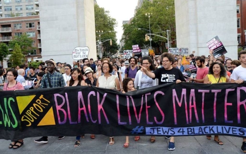Jews for Racial and Economic Justice (JFREJ), the sister organization of The Jewish Vote, march in support of the Black Lives Matter movement in 2016. (Courtesy Gili Getz) Jews for Racial and Economic Justice (JFREJ), the sister organization of The Jewish Vote, march in support of the Black Lives Matter movement in 2016. (Courtesy Gili Getz)