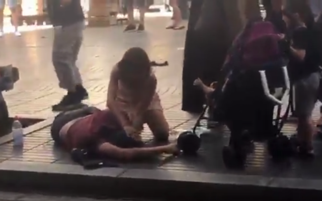 The aftermath of a van ramming attack in the Spanish city of Barcelona, August 17, 2017. (Twitter screen capture)