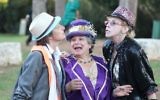 Left to right: Gillian Kay as Gremio, Andrea Katz as Baptista, and Susan Berkson as Tranio in Theater in the Rough's 2017 performance of Shakespeare's 'Taming of the Shrew.' (Courtesy/Merav Blum)
