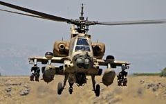 Illustrative photo of an Israeli Air Force Boeing AH-64 Apache helicopter, June 8, 2012. (Ofer Zidon/Flash90)