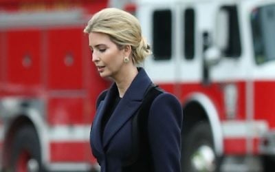 Ivanka Trump walks toward Marine One while departing from the White House, on February 1, 2017 in Washington, DC. (Photo by Mark Wilson/Getty Images via JTA)