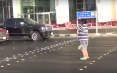 A screenshot from a video of a 14-year-old boy in the Saudi city of Jeddah dancing the Macarena. (Screen capture: YouTube)