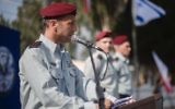 Col. Avi Bluth makes an address during a ceremony naming him the new head of the army's Commando Brigade on August 17, 2017. (Israel Defense Forces)
