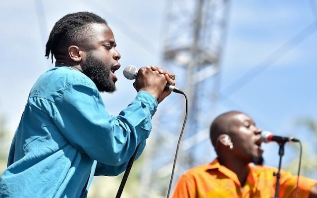 Musicians Kayus Bankole (L) and Alloysious Massaquoi of Young Fathers perform onstage during day 3 of the 2016 Coachella Valley Music & Arts Festival Weekend 2 at the Empire Polo Club on April 24, 2016 in Indio, California. (Mike Windle/Getty Images for Coachella via JTA) Musicians Kayus Bankole (L) and Alloysious Massaquoi of Young Fathers perform onstage during day 3 of the 2016 Coachella Valley Music & Arts Festival Weekend 2 at the Empire Polo Club on April 24, 2016 in Indio, California. (Mike Windle/Getty Images for Coachella via JTA)