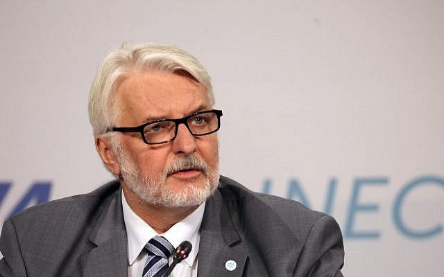 Polish Minister of Foreign Affairs, Witold Waszczykowski, speaks during a press conference in Budapest, Hungary, August 31, 2017. (AFP/Peter Kohalmi) Polish Minister of Foreign Affairs, Witold Waszczykowski, speaks during a press conference in Budapest, Hungary, August 31, 2017. (AFP/Peter Kohalmi)