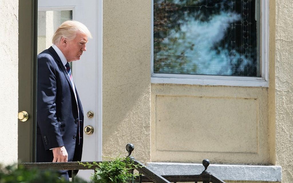 US President Donald Trump walks out of St. John's Episcopal Church in Washington, DC, on September 3, 2017. (AFP/NICHOLAS KAMM) US President Donald Trump walks out of St. John's Episcopal Church in Washington, DC, on September 3, 2017. (AFP/NICHOLAS KAMM)