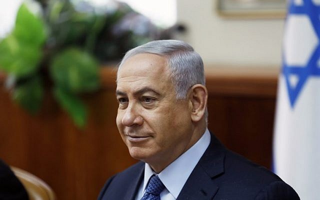 Prime Minister Benjamin Netanyahu attends the weekly cabinet meeting in Jerusalem, September 10, 2017. (AFP/POOL/RONEN ZVULUN) Prime Minister Benjamin Netanyahu attends the weekly cabinet meeting in Jerusalem, September 10, 2017. (AFP/POOL/RONEN ZVULUN)