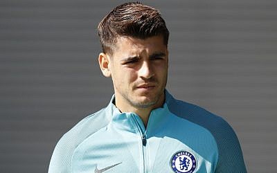 Chelsea's Spanish striker Alvaro Morata attends a team training session at Chelsea's Cobham training facility in Stoke D'Abernon, southwest of London, on September 11, 2017. (AFP Photo/Adrian Dennis)