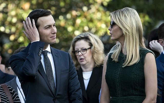 Senior Adviser Jared Kushner (l) and Ivanka Trump wait on the South Lawn of the White House during a memorial service for the 9/11 terrorist attacks September 11, 2017 in Washington, DC. (AFP PHOTO / Brendan Smialowski) Senior Adviser Jared Kushner (l) and Ivanka Trump wait on the South Lawn of the White House during a memorial service for the 9/11 terrorist attacks September 11, 2017 in Washington, DC. (AFP PHOTO / Brendan Smialowski)
