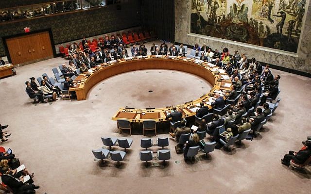 Members of the UN Security Council attends a meeting over North Korea's new sanctions at the UN Headquarters in New York, September 11, 2017. (AFP/Kena Betancur) Members of the UN Security Council attends a meeting over North Korea's new sanctions at the UN Headquarters in New York, September 11, 2017. (AFP/Kena Betancur)