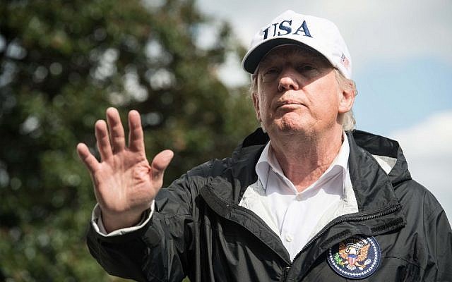 US President Donald Trump speaks to the press at the White House in Washington, DC, on September 14, 2017, upon return from Florida following Hurricane Irma. (AFP PHOTO / NICHOLAS KAMM) US President Donald Trump speaks to the press at the White House in Washington, DC, on September 14, 2017, upon return from Florida following Hurricane Irma. (AFP PHOTO / NICHOLAS KAMM)