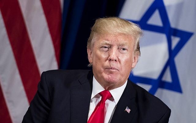 US President Donald Trump speaks to the press alongside Prime Minister Benjamin Netanyahu (not pictured) prior to their meeting at the Palace Hotel in New York City ahead of the United Nations General Assembly on September 18, 2017.(AFP Photo/Brendan Smialowski) US President Donald Trump speaks to the press alongside Prime Minister Benjamin Netanyahu (not pictured) prior to their meeting at the Palace Hotel in New York City ahead of the United Nations General Assembly on September 18, 2017.(AFP Photo/Brendan Smialowski)