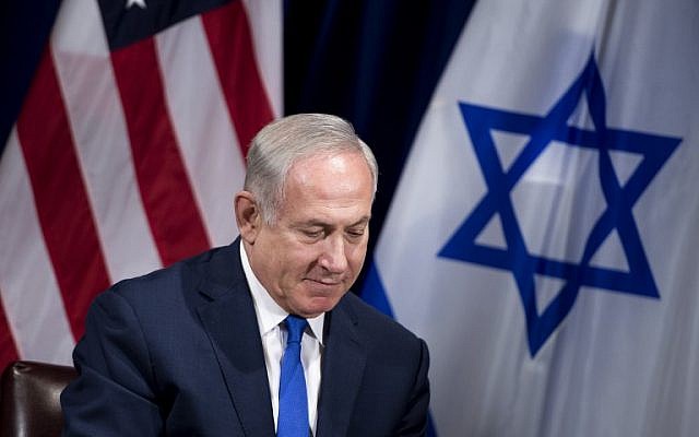 Prime Minister Benjamin Netanyahu speaks to the press alongside US President Donald Trump (not pictured) prior to their meeting at the Palace Hotel in New York City ahead of the United Nations General Assembly on September 18, 2017.(AFP Photo/Brendan Smialowski) Prime Minister Benjamin Netanyahu speaks to the press alongside US President Donald Trump (not pictured) prior to their meeting at the Palace Hotel in New York City ahead of the United Nations General Assembly on September 18, 2017.(AFP Photo/Brendan Smialowski)