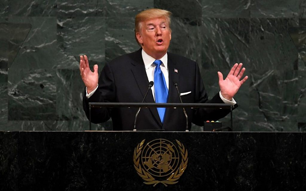 US President Donald Trump addresses the 72nd Annual UN General Assembly in New York on September 19, 2017. (AFP Photo/Timothy A. Clary)