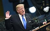 US President Donald Trump addresses the 72nd Annual UN General Assembly in New York on September 19, 2017. (AFP PHOTO / Jewel SAMAD)