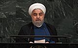 Hassan Rouhani, President of Iran, addresses the 72nd UN General Assembly on September 20, 2017, at the United Nations in New York. (AFP PHOTO / ANGELA WEISS)