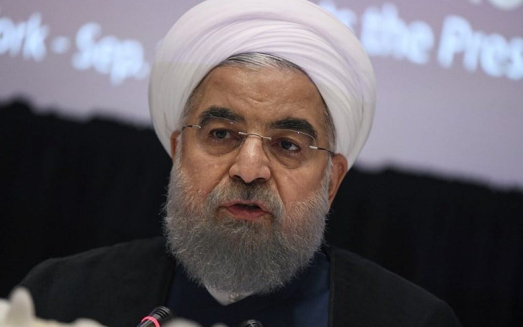 Iran's President Hassan Rouhani answers a question during a press conference in New York on September 20, 2017, on the sidelines of the 72nd Session of the United Nations General assembly. (AFP/Jewel Samad)