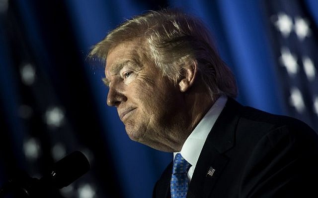 US President Donald Trump pauses while speaking about tax reform at the Indiana Farm Bureau building on the Indiana State Fairgrounds September 27, 2017 in Indianapolis, Indiana. (AFP/Brendan Smialowski) US President Donald Trump pauses while speaking about tax reform at the Indiana Farm Bureau building on the Indiana State Fairgrounds September 27, 2017 in Indianapolis, Indiana. (AFP/Brendan Smialowski)