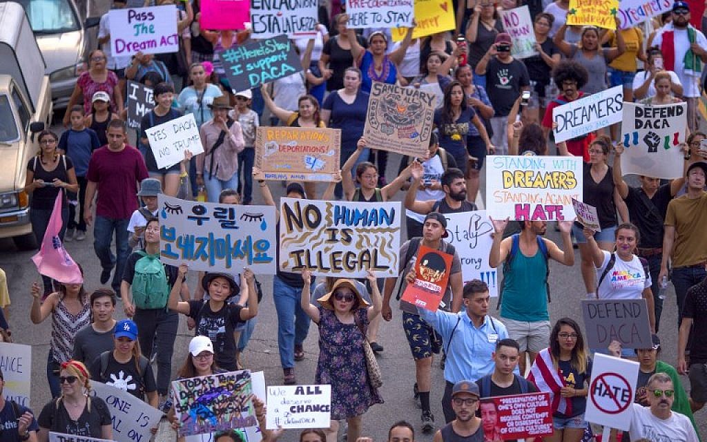 Thousands of immigrants and supporters join the Defend DACA March to oppose the President Trump order to end DACA on September 10, 2017 in Los Angeles, California. (David McNew/Getty Images/AFP) Thousands of immigrants and supporters join the Defend DACA March to oppose the President Trump order to end DACA on September 10, 2017 in Los Angeles, California. (David McNew/Getty Images/AFP)