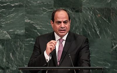 Abdel Fattah el-Sissi, president of Egypt, addresses the United Nations General Assembly at UN headquarters, September 19, 2017 in New York city.(Drew Angerer/Getty Images/AFP)