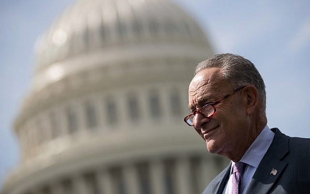 Senate Minority Leader Chuck Schumer (D-NY) is seen ahead of a news conference in Washington, DC, on September 26, 2017. (Drew Angerer/Getty Images/AFP) Senate Minority Leader Chuck Schumer (D-NY) is seen ahead of a news conference in Washington, DC, on September 26, 2017. (Drew Angerer/Getty Images/AFP)