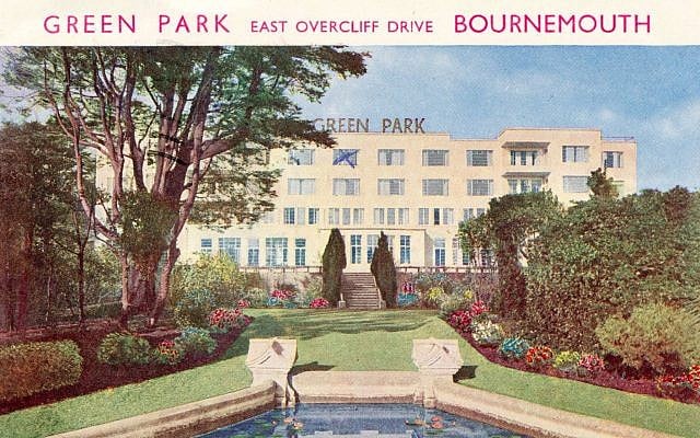 Detail from vintage post card from The Green Park hotel in Bournemouth, England (Courtesy)