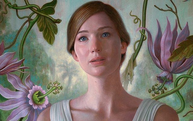 Inset of promotional poster depicting Jennifer Lawrence in Darren Aronofsky's 'mother!' (Courtesy)