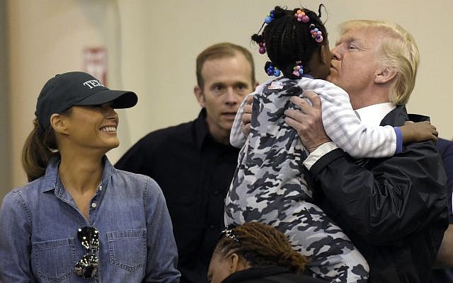 President Donald Trump and Melania Trump meet people impacted by Hurricane Harvey during a visit to the NRG Center in Houston, Saturday, Sept. 2, 2017. (AP/Susan Walsh) President Donald Trump and Melania Trump meet people impacted by Hurricane Harvey during a visit to the NRG Center in Houston, Saturday, Sept. 2, 2017. (AP/Susan Walsh)