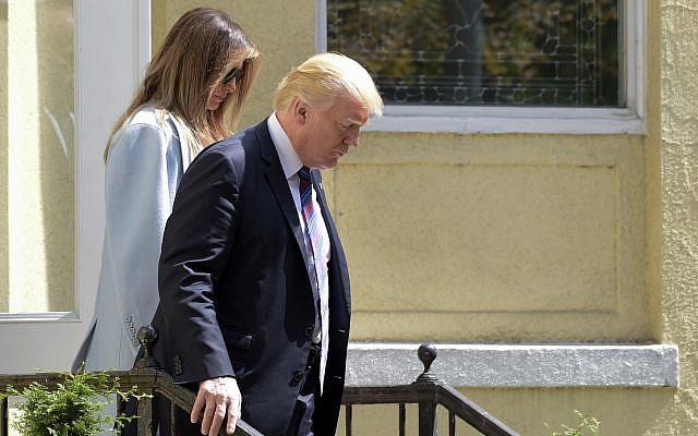 US President Donald Trump and First Lady Melania Trump are seen leaving services at St. John's Church in Washington, Sunday, Sept. 3, 2017. (AP Photo/Susan Walsh) US President Donald Trump and First Lady Melania Trump are seen leaving services at St. John's Church in Washington, Sunday, Sept. 3, 2017. (AP Photo/Susan Walsh)
