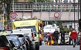 Ambulances and police are seen at the at Parsons Green subway station in London after a bombing on the London Underground on September 15, 2017. (AP Photo/Frank Augstein)