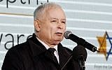 Poland's most powerful politician Jaroslaw Kaczynski, the leader of the ruling party, speaks to denounce anti-Semitism and praise Israel at a ceremony honoring Poles who protected Jews during the Holocaust, in Warsaw, Poland, September 18, 2017.(AP Photo/Czarek Sokolowski)