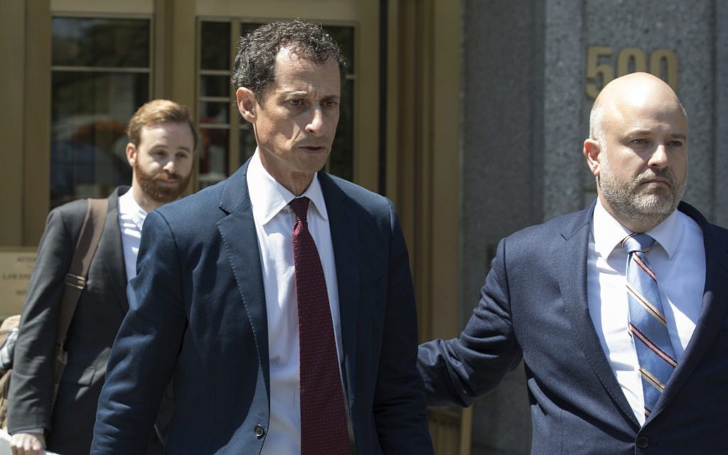 Anthony Weiner leaves federal court in New York after pleading guilty to a charge of sending sexual material to a minor, May 19, 2017. (AP Photo/Mary Altaffer) Anthony Weiner leaves federal court in New York after pleading guilty to a charge of sending sexual material to a minor, May 19, 2017. (AP Photo/Mary Altaffer)