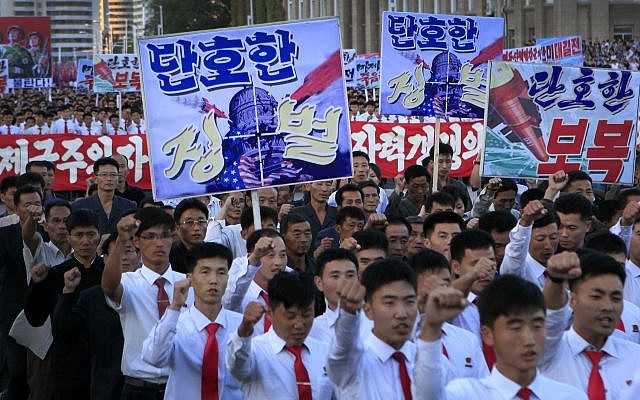 Hundreds of thousands of North Koreans gathered at Kim Il Sung Square to attend a mass rally against America on September 23, 2017, in Pyongyang, North Korea, a day after the country's leader issued a rare statement attacking Donald Trump. (AP Photo/Jon Chol Jin) Hundreds of thousands of North Koreans gathered at Kim Il Sung Square to attend a mass rally against America on September 23, 2017, in Pyongyang, North Korea, a day after the country's leader issued a rare statement attacking Donald Trump. (AP Photo/Jon Chol Jin)