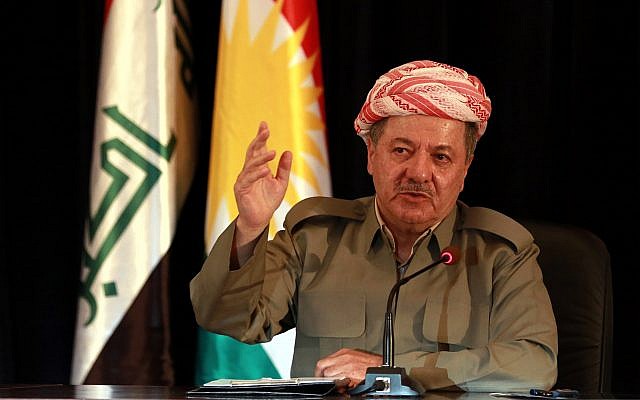 The President of Iraq's autonomous Kurdish region, Massoud Barzani, speaks to reporters during a press conference at the Salah al-Din resort, in Erbil, Iraq, Sunday, Sept. 24, 2017. (AP Photo/Khalid Mohammed) The President of Iraq's autonomous Kurdish region, Massoud Barzani, speaks to reporters during a press conference at the Salah al-Din resort, in Erbil, Iraq, Sunday, Sept. 24, 2017. (AP Photo/Khalid Mohammed)