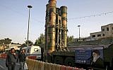A Russian-made S-300 air defense system on display for the annual Defense Week, marking the 37th anniversary of the 1980s Iran-Iraq war, at Baharestan Square in Tehran, Iran, Sunday, September 24, 2017. (AP Photo/Vahid Salemi)