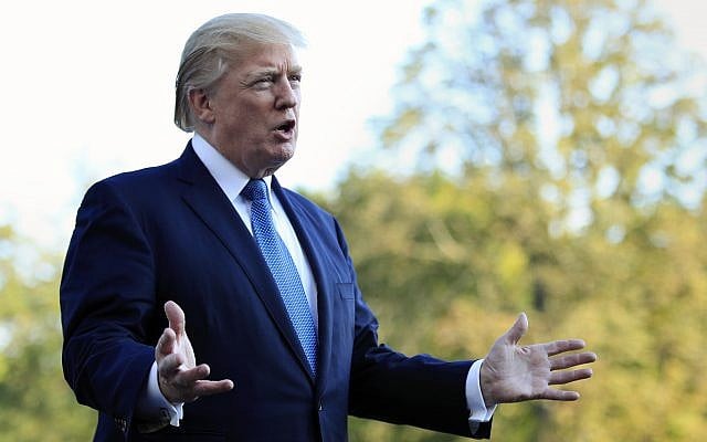 US President Donald Trump speaks to reporters upon his return to the White House in Washington, Sunday, Sept. 24, 2017. (AP/Manuel Balce Ceneta) US President Donald Trump speaks to reporters upon his return to the White House in Washington, Sunday, Sept. 24, 2017. (AP/Manuel Balce Ceneta)