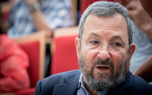 Former prime minister Ehud Barak attends a conference marking the 50th anniversary of the Six-Day War, at the Ben Zvi Institute in Jerusalem on June 5, 2017. (Yonatan Sindel/Flash90) Former prime minister Ehud Barak attends a conference marking the 50th anniversary of the Six-Day War, at the Ben Zvi Institute in Jerusalem on June 5, 2017. (Yonatan Sindel/Flash90)