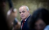 Energy Minister Yuval Steinitz arrives at the weekly cabinet meeting at the Prime Minister's Office in Jerusalem, on June 18, 2017. (Yonatan Sindel/Flash90)
