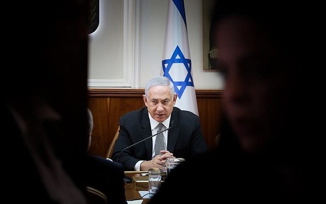 Prime Minister Benjamin Netanyahu leads the weekly cabinet meeting at the Prime Ministers Office in Jerusalem, September 3, 2017. (Marc Israel
Sellem/Pool) Prime Minister Benjamin Netanyahu leads the weekly cabinet meeting at the Prime Ministers Office in Jerusalem, September 3, 2017. (Marc Israel
Sellem/Pool)