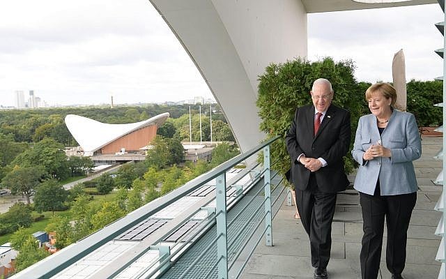 President Reuven Rivlin meets German Chancellor Angela Merkel in Berlin, September 7, 2017. (Amos Ben Gershom/GPO) President Reuven Rivlin meets German Chancellor Angela Merkel in Berlin, September 7, 2017. (Amos Ben Gershom/GPO)