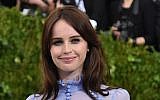 Felicity Jones attends the "Rei Kawakubo/Comme des Garcons: Art Of The In-Between" Costume Institute Gala at Metropolitan Museum of Art on May 1, 2017 in New York City.  (Photo by Mike Coppola/Getty Images for People.com via JTA)