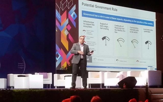Startup Nation Central's Guy Hilton, presenting the Israeli tech ecosystem at an event in Poland in 2017 (Courtesy: Startup Nation Central) Startup Nation Central's Guy Hilton, presenting the Israeli tech ecosystem at an event in Poland in 2017 (Courtesy: Startup Nation Central)