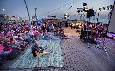 The Andalusian Orchestra Ashdod hosts a free outdoor concert at the Tel Aviv port in the days in between Rosh Hashanah and Yom Kippur, 2017 (Courtesy Andalusian Orchestra)