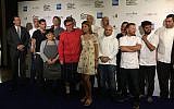 The collection of Israeli chefs and Round Table culinary festival organizers at a press conference launching the three-week chef event (Jessica Steinberg/Times of Israel)