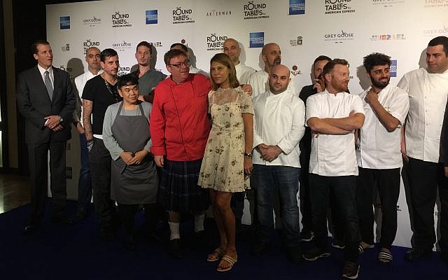The collection of Israeli chefs and Round Table culinary festival organizers at a press conference launching the three-week chef event (Jessica Steinberg/Times of Israel) The collection of Israeli chefs and Round Table culinary festival organizers at a press conference launching the three-week chef event (Jessica Steinberg/Times of Israel)
