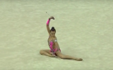 Israeli gymnast Liroy Ashram competes in the all-around competition at the World Rhythmic Gymnastics Championships in Pesaro, Italy, on September 1, 2017. (Screen capture: YouTube)