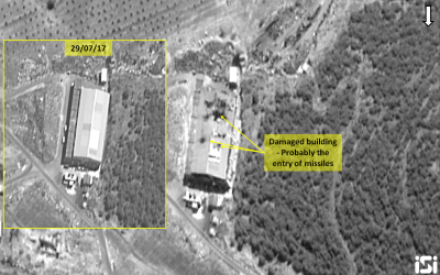 Israeli satellite images show results of an airstrike attributed to the IDF on a Syrian military weapons development base on September 7, 2017. (ImageSat International)