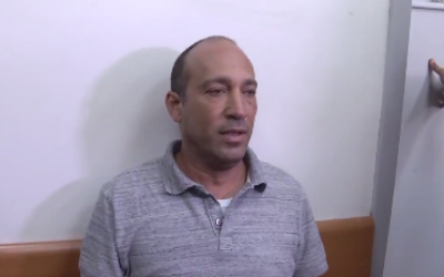 Rami Taib, political adviser to Energy Minister Yuval Steinitz, at a remand hearing at the Rishon Lezion Magistrate's Court, September 4, 2017. (Screen capture: Ynet)